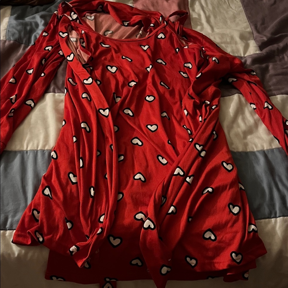 Red Heart Patterned Dress